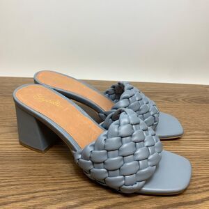 Seychelles Womens Chunky Heel Faux Leather Woven Mule Sandals Shoes Size 9.5